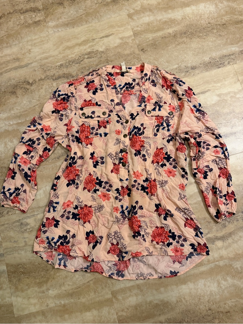 Floral Matilda Jane V-Neck Long Sleeve Top - Pink
